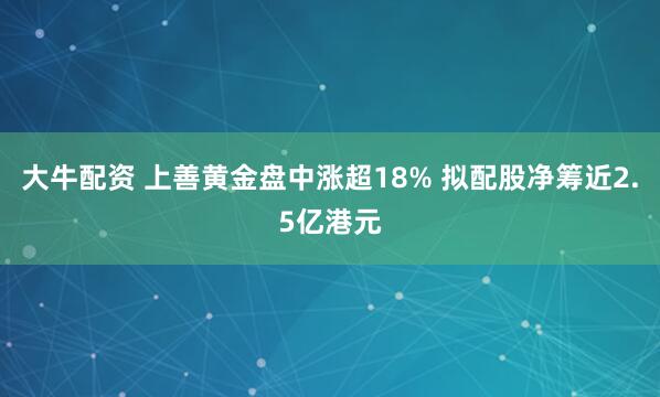 大牛配资 上善黄金盘中涨超18% 拟配股净筹近2.5亿港元